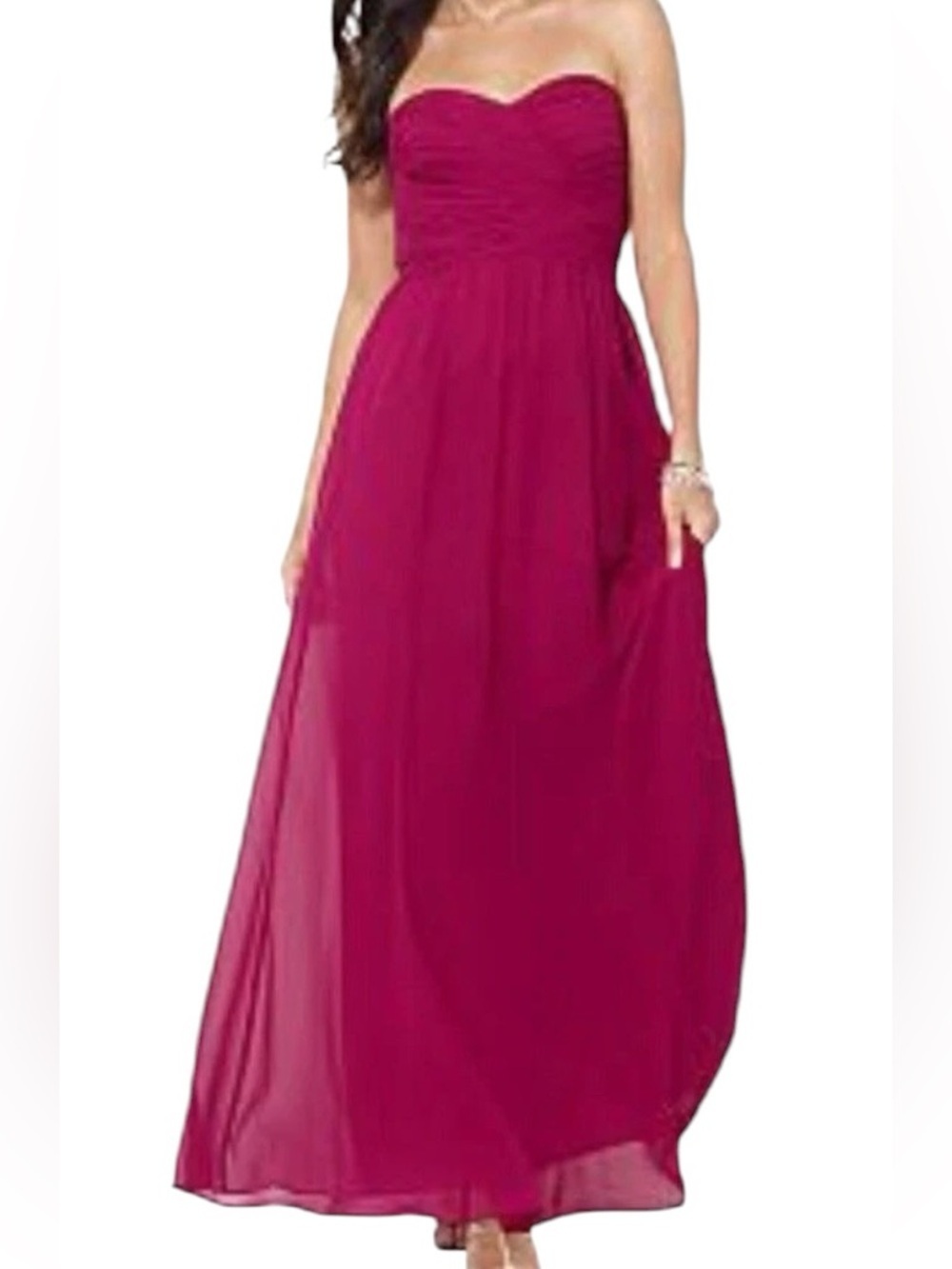 Lauren Ralph Lauren Women’s pink Strapless Magenta Chiffon Maxi Gown new 6